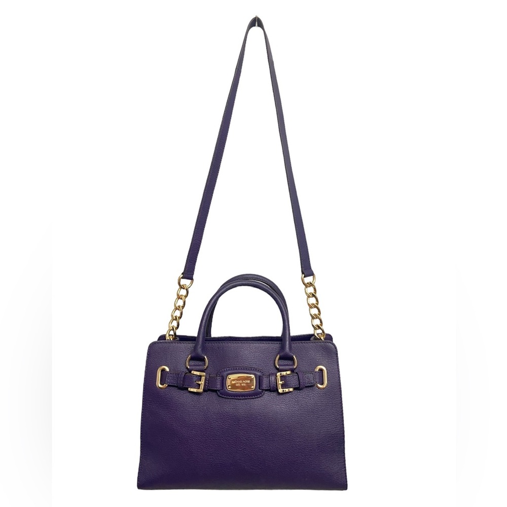 SOLD - Michael Kors Hamilton Satchel Crossbody Bag Purse Purple Leather New NWOT